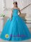 Castelldefels Spain Sweetheart Beaded Decorate Tulle Romantic Teal Quinceanera Dress
