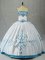 Fancy White Satin Lace Up Strapless Sleeveless Floor Length Quinceanera Gown Embroidery
