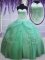 Graceful Apple Green Ball Gowns Sweetheart Sleeveless Tulle Floor Length Lace Up Beading and Sequins Quinceanera Dress
