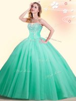 Artistic Apple Green Sleeveless Beading Floor Length 15 Quinceanera Dress