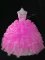 Rose Pink Ball Gowns Straps Sleeveless Organza Floor Length Zipper Beading and Ruffles and Pick Ups Quinceanera Gowns