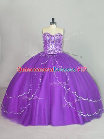Colorful Sleeveless Brush Train Beading and Sequins Lace Up 15th Birthday Dress - Click Image to Close