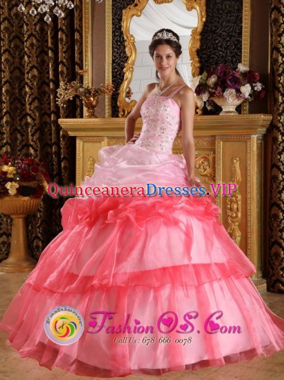 Stunning One Shoulder Strapless Lace up Romantic Delta Colorado/COQuinceanera Dress Appliques with Beading Organza Ball Gown - Click Image to Close