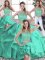 Flirting Turquoise 15th Birthday Dress Sweet 16 and Quinceanera with Beading and Ruffles Scoop Sleeveless Zipper