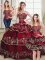 Wine Red Sweetheart Lace Up Embroidery and Ruffled Layers Sweet 16 Quinceanera Dress Sleeveless
