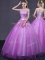 Scoop Sleeveless Lace Up Floor Length Beading and Appliques Quince Ball Gowns
