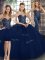Floor Length Navy Blue Quince Ball Gowns Tulle Sleeveless Beading