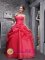 Springfield Massachusetts/MA Pretty Organza Coral Red Quinceanera Dress Beading and Ruch Decorate Pick-ups With Sweetheart Neckline