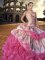 Sleeveless Court Train Lace Up With Train Embroidery and Ruffles Quinceanera Gown