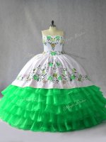 Sweetheart Sleeveless Lace Up 15 Quinceanera Dress Green Organza