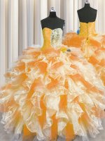 Top Selling Multi-color Sleeveless Beading and Ruffles Floor Length Quinceanera Gown