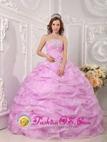 Fort Fairfield Maine/ME Exclusive lavender Quinceanera Dress Strapless Organza Appliques Layered Pick-ups Ball Gown(SKU QDZY075J2BIZ)