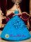 Stylish Quinceanera Dress For In Tahlequah Oklahoma/OK Strapless Teal Taffeta and Tulle Lace and Appliques Ball Gown