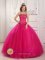 Brownsburg Indiana/IN Beaded Decorate With Hot Pink Quinceanera Dress