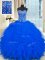 Pretty Royal Blue Ball Gowns Organza Strapless Sleeveless Beading and Ruffles Floor Length Lace Up Sweet 16 Dress