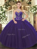 Colorful Tulle Sleeveless Floor Length Quinceanera Gown and Beading