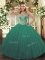 Tulle Sweetheart Sleeveless Lace Up Beading Sweet 16 Quinceanera Dress in Turquoise