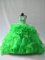 Sleeveless Organza Lace Up Quinceanera Gown in Green with Beading and Ruffles