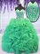 Sleeveless Brush Train Lace Up With Train Beading and Ruffles Sweet 16 Dress