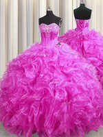 Sweetheart Sleeveless Organza Quinceanera Dresses Beading and Ruffles Sweep Train Lace Up(SKU PSSW0433-6BIZ)
