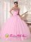Morristown New Jersey/ NJ Lovely Pink Beaded Decorate Bust and Ruched Bodice Sweet 16 Taffeta and Tulle Dress With Hand Made Flowers