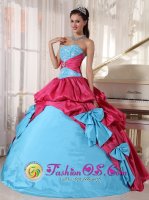 Lake Village Arkansas/AR Sweetheart Neckline With Brand New Style Aqua Blue and Hot Pink Quinceanera Dress in pick ups and bowknot