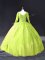 Stylish Yellow Green Long Sleeves Floor Length Lace and Appliques Lace Up Sweet 16 Dresses