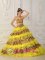 Moreno Argentina The Most Fabulous Leopard and Organza Ruffles Yellow Quinceanera Dress With Sweetheart Neckline