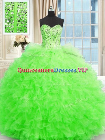 Chic Ball Gowns Beading and Ruffles Ball Gown Prom Dress Lace Up Tulle Sleeveless Floor Length - Click Image to Close