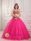 Natchez Mississippi/MS Princess Hot Pink Popular Quinceanera Dress With Sweetheart Neckline and Heavy Beading Decorate