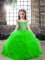Fancy Off The Shoulder Sleeveless Lace Up Kids Pageant Dress Green Tulle