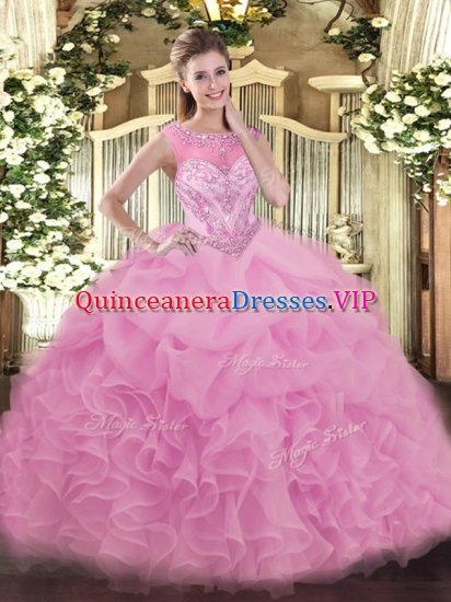 Excellent Lilac Lace Up Sweet 16 Quinceanera Dress Beading and Ruffles Sleeveless Floor Length - Click Image to Close