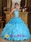 Cayce South Carolina S/C One Shoulder Aque Blue Ruffles Luxurious Quinceanera Dresses With Beaded Decorate Bust For Graduation