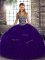 Organza Straps Sleeveless Lace Up Beading and Ruffles 15 Quinceanera Dress in Purple