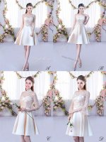 Low Price Lace and Belt Court Dresses for Sweet 16 Champagne Lace Up Sleeveless Mini Length(SKU BMT0423BIZ)