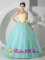 Tinley Park Illinois/IL Fabulous Baby Blue and Yellow For Strapless Quinceanea Dress Sash and Ruched Bodice Decorate