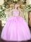 Pretty Lilac Sleeveless Lace Floor Length Quinceanera Dresses