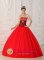 Miriti Parana colombia A-line Quinceaners Dress With Beaded Decorate Bust Red and black Strapless