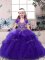 Most Popular Tulle Straps Sleeveless Lace Up Beading Little Girls Pageant Dress Wholesale in Purple