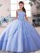 Trendy Lavender Sleeveless Brush Train Beading Quinceanera Dress