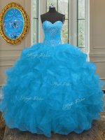 Sleeveless Beading and Ruffles Lace Up Quinceanera Gown with Blue(SKU PSSW0111-6BIZ)