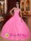 Sheringham East Anglia Rose Pink For Wonderful Quinceanera Dress With Strapless Tulle Beadings And Exquisite Hand Flowers