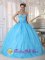 Barcelona Spain Lovely Taffeta and Organza Sky Blue Sweetheart Appliques beadings Custom Made Quinceanera Dresses For Sweet 16