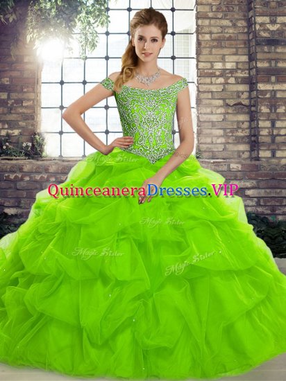 Ideal Quinceanera Dresses Off The Shoulder Sleeveless Brush Train Lace Up - Click Image to Close