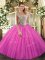 Custom Design Tulle Sleeveless 15th Birthday Dress and Beading