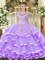 Free and Easy Lavender Ball Gowns Tulle Scoop Sleeveless Beading and Ruffled Layers Floor Length Lace Up 15 Quinceanera Dress