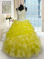 Floor Length Ball Gowns Sleeveless Yellow Vestidos de Quinceanera Zipper(SKU PSSW0246-1BIZ)