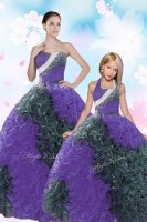 Multi-color Taffeta Lace Up Sweetheart Sleeveless Floor Length 15 Quinceanera Dress Sequins and Pick Ups