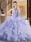 Pretty Lace Up 15 Quinceanera Dress Lavender for Sweet 16 and Quinceanera with Ruffles Brush Train