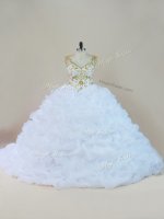 White Sleeveless Beading and Pick Ups Lace Up Quinceanera Gowns(SKU PSSW0803BIZ)